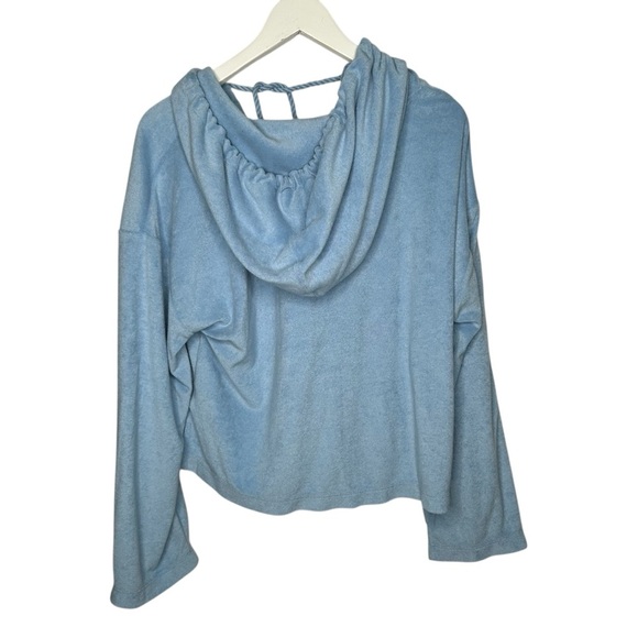 J. Crew Blue Relaxed Tie Front Long Sleeve Hoodie small - Picture 4 of 4